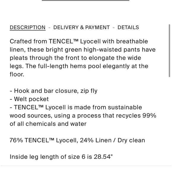 RESERVED for @narba - COS wide leg high waisted pant size 6 bold green grass - Picture 6 of 15